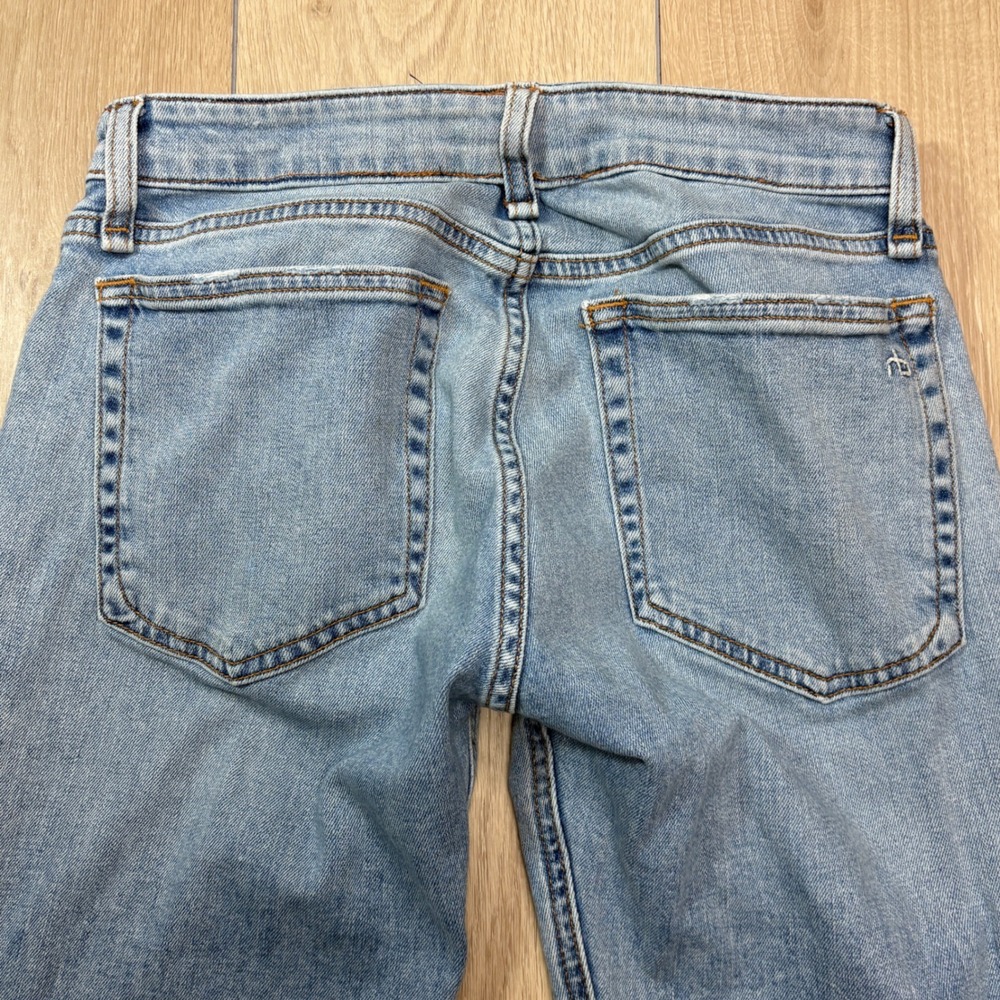 Rag & Bone Dre Slim Boyfriend Jeans Thunderbird Light Wash Distressed Hem 25 - Picture 4 of 9